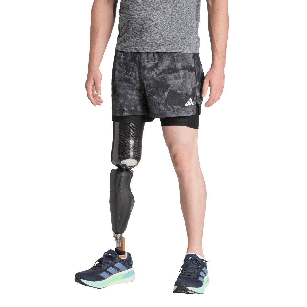 Adidas Short 2 En 1 Own The Run Spray Dye gris de hombre para correr