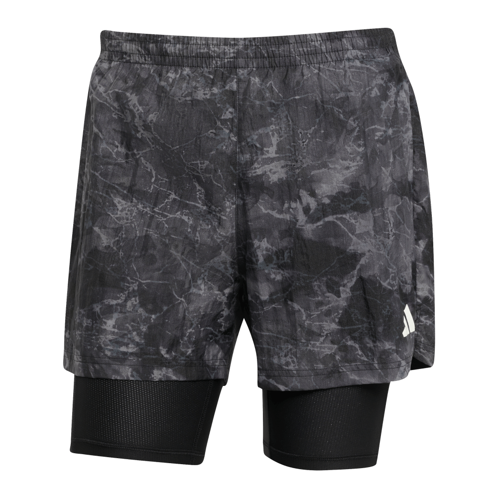 Adidas Short 2 En 1 Own The Run Spray Dye gris de hombre para correr
