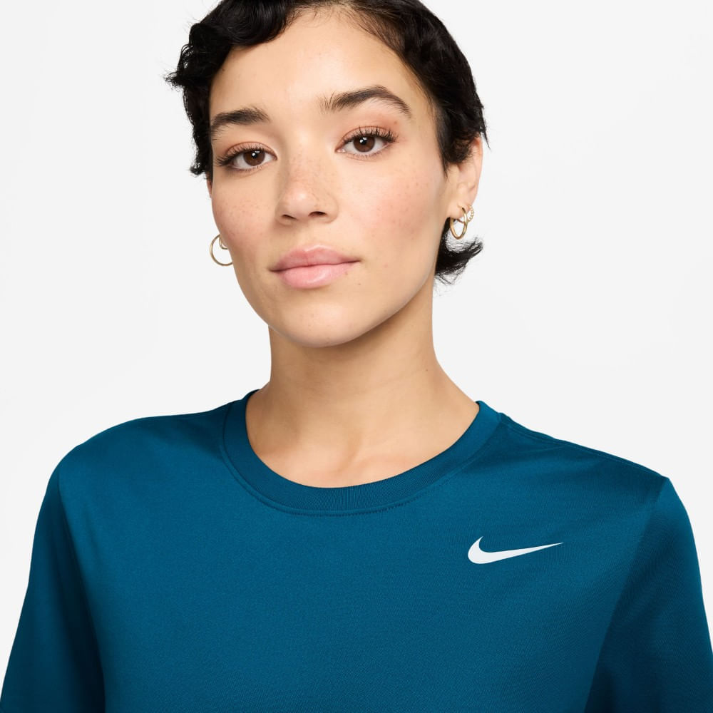 Nike W Nk Df Rlgd Ss Tee Camiseta Manga Corta azul de mujer para entrenamiento