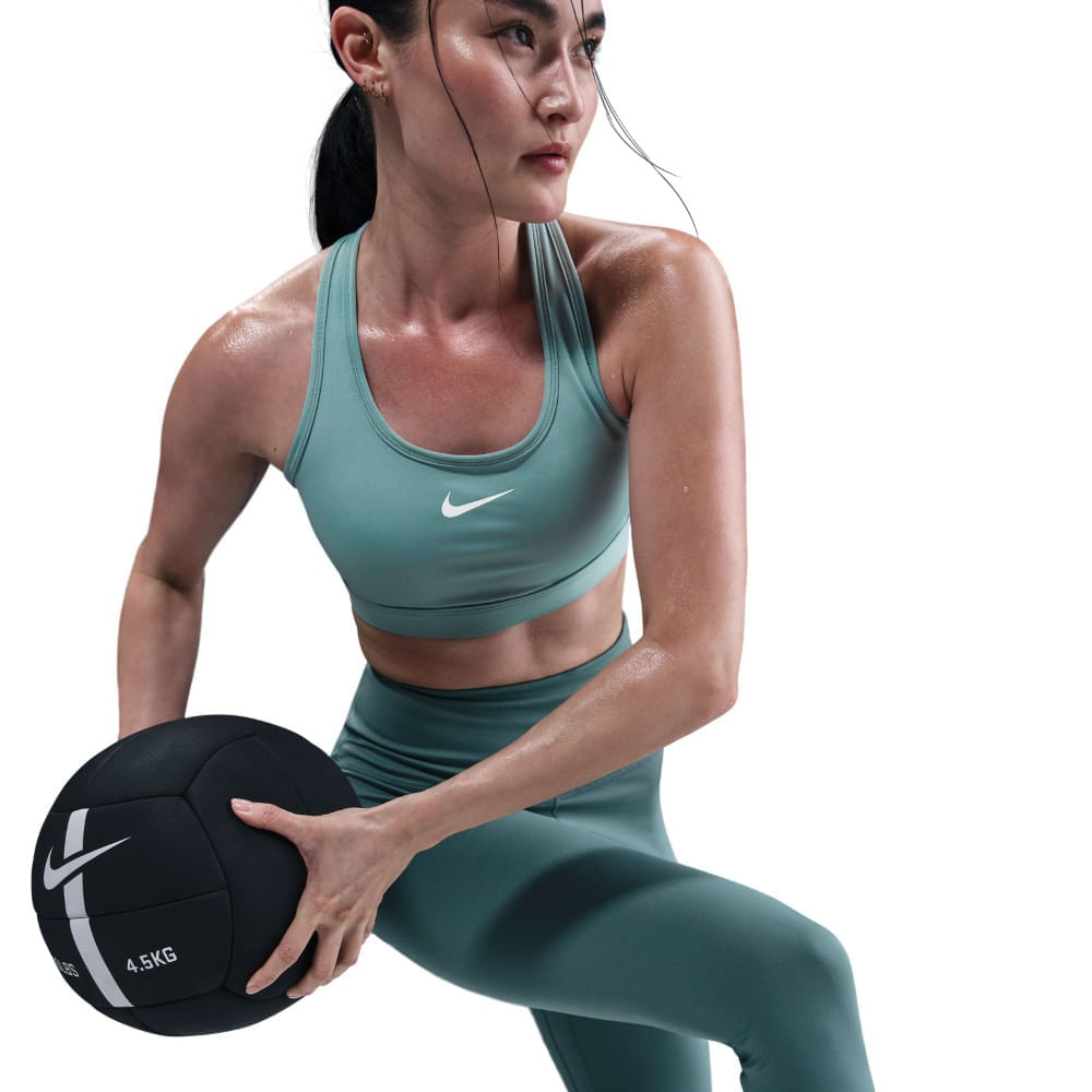 Nike W Nk Swsh Med Spt Bra Top verde de mujer para entrenamiento