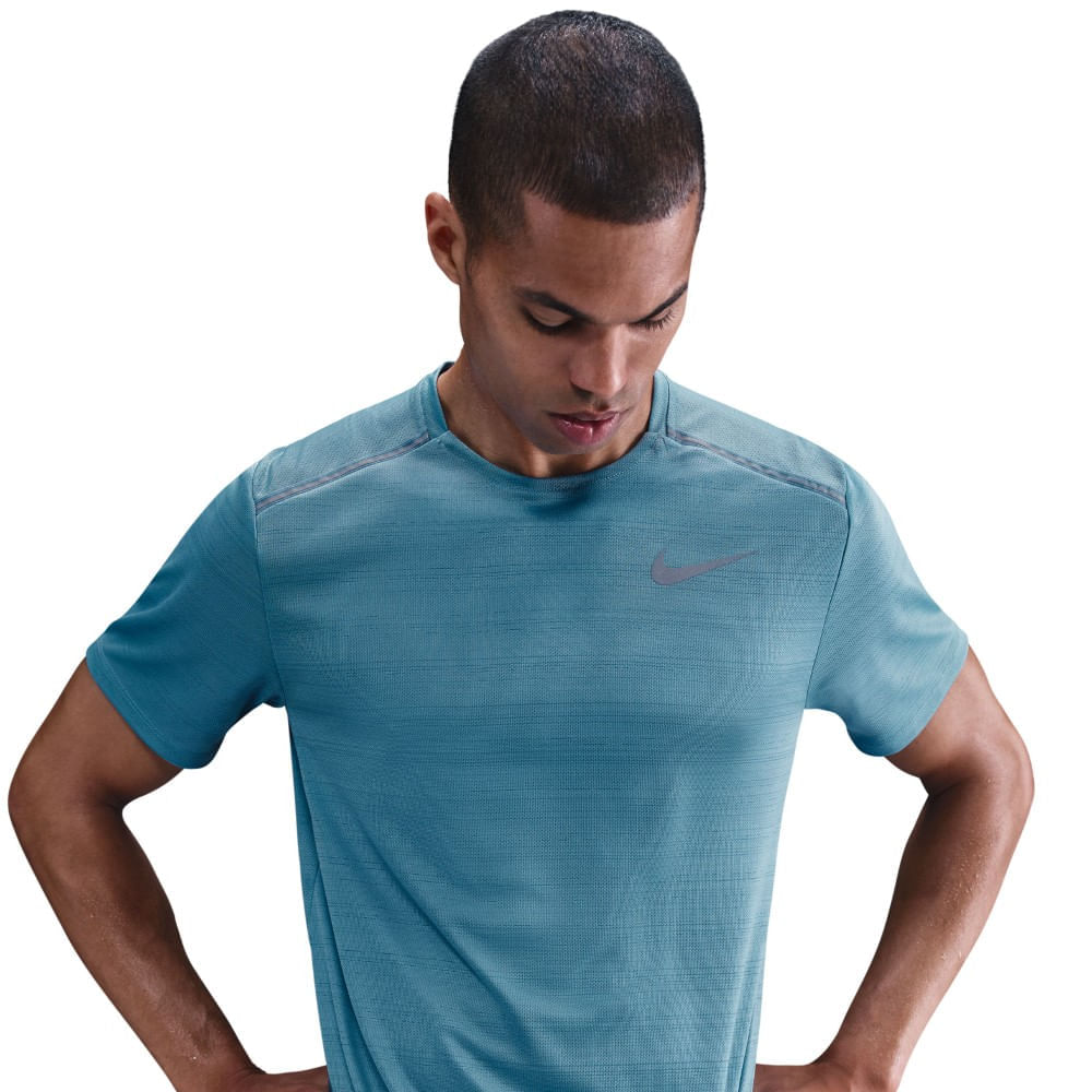 Nike M Nk Df Miler Top Ss Camiseta Manga Corta azul de hombre para correr