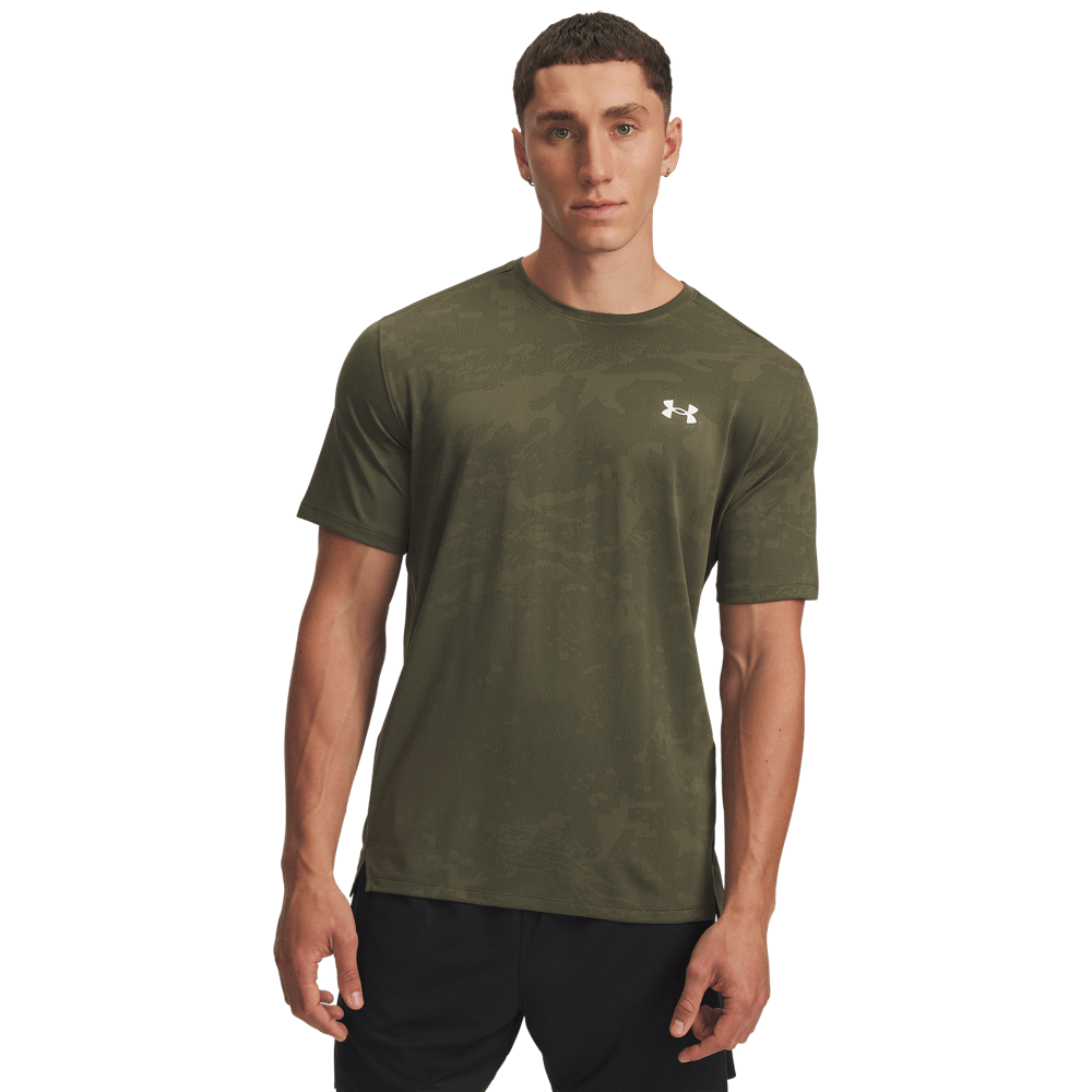 UA Tech Vent Jacquard Ss Camiseta Manga Corta verde de hombre para entrenamiento