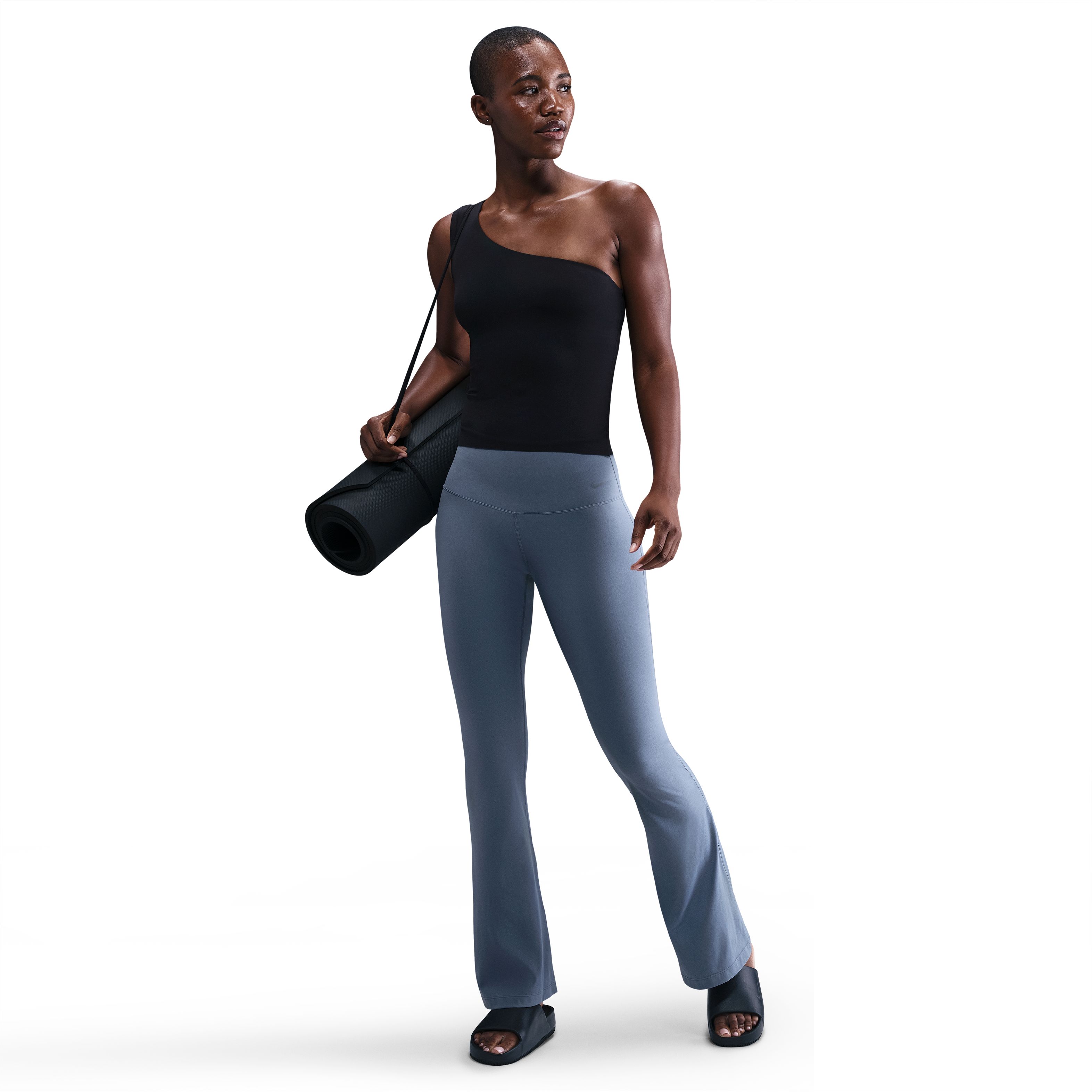 Nike W Nk Df Zenvy Hr Flare Pantalón azul de mujer para entrenamiento