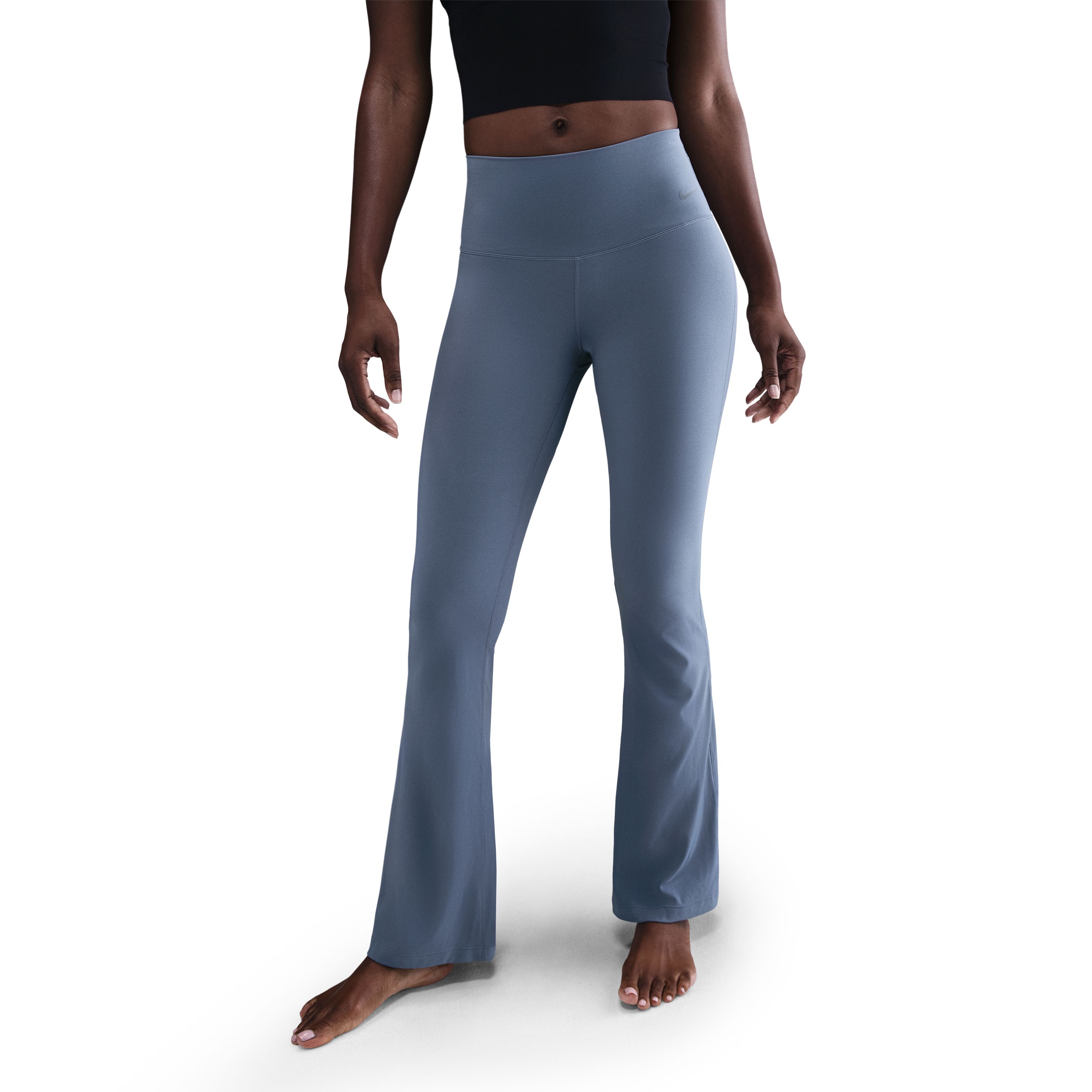 Nike W Nk Df Zenvy Hr Flare Pantalón azul de mujer para entrenamiento