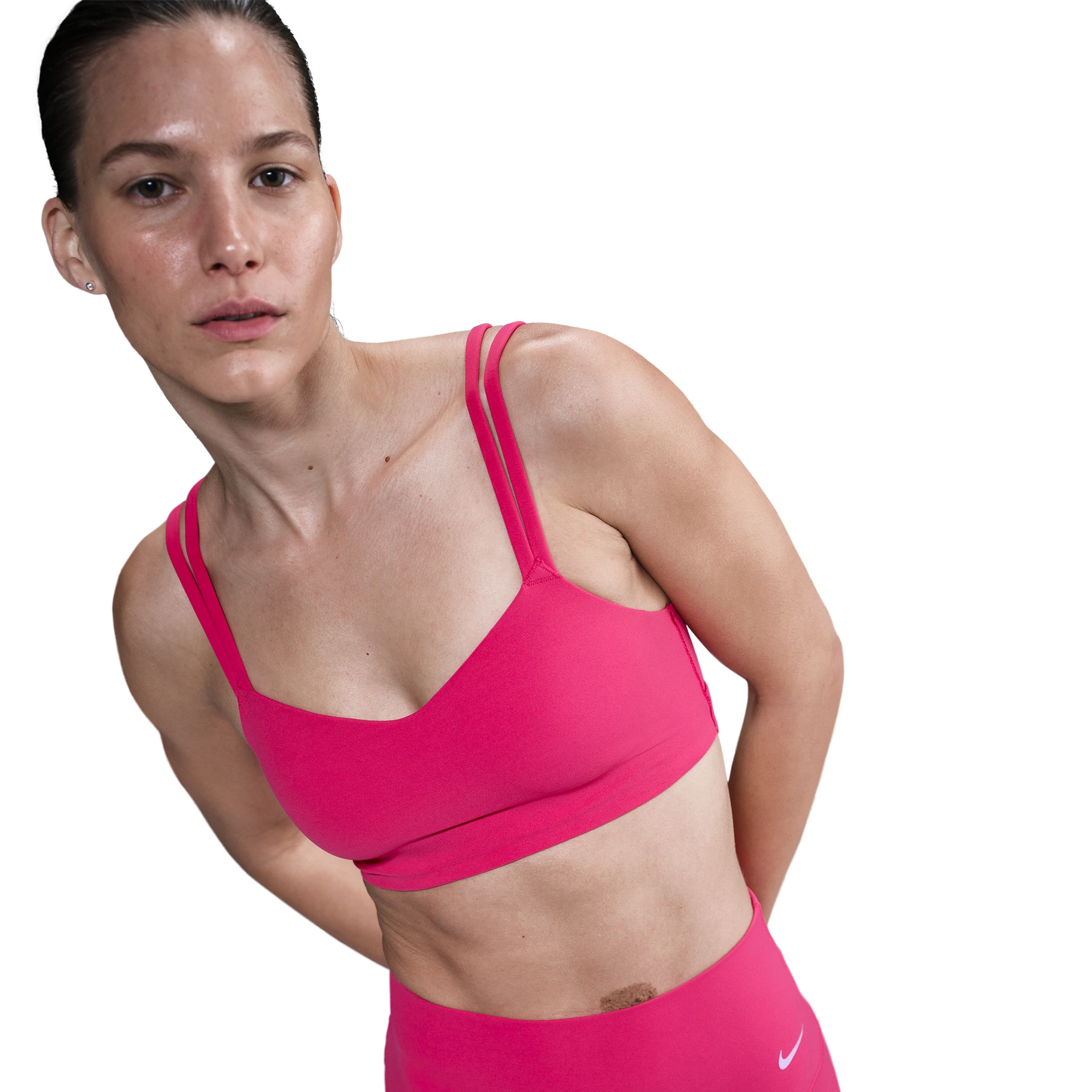 Nike W Nk Df Alate Trace Bra Top rosado de mujer para entrenamiento