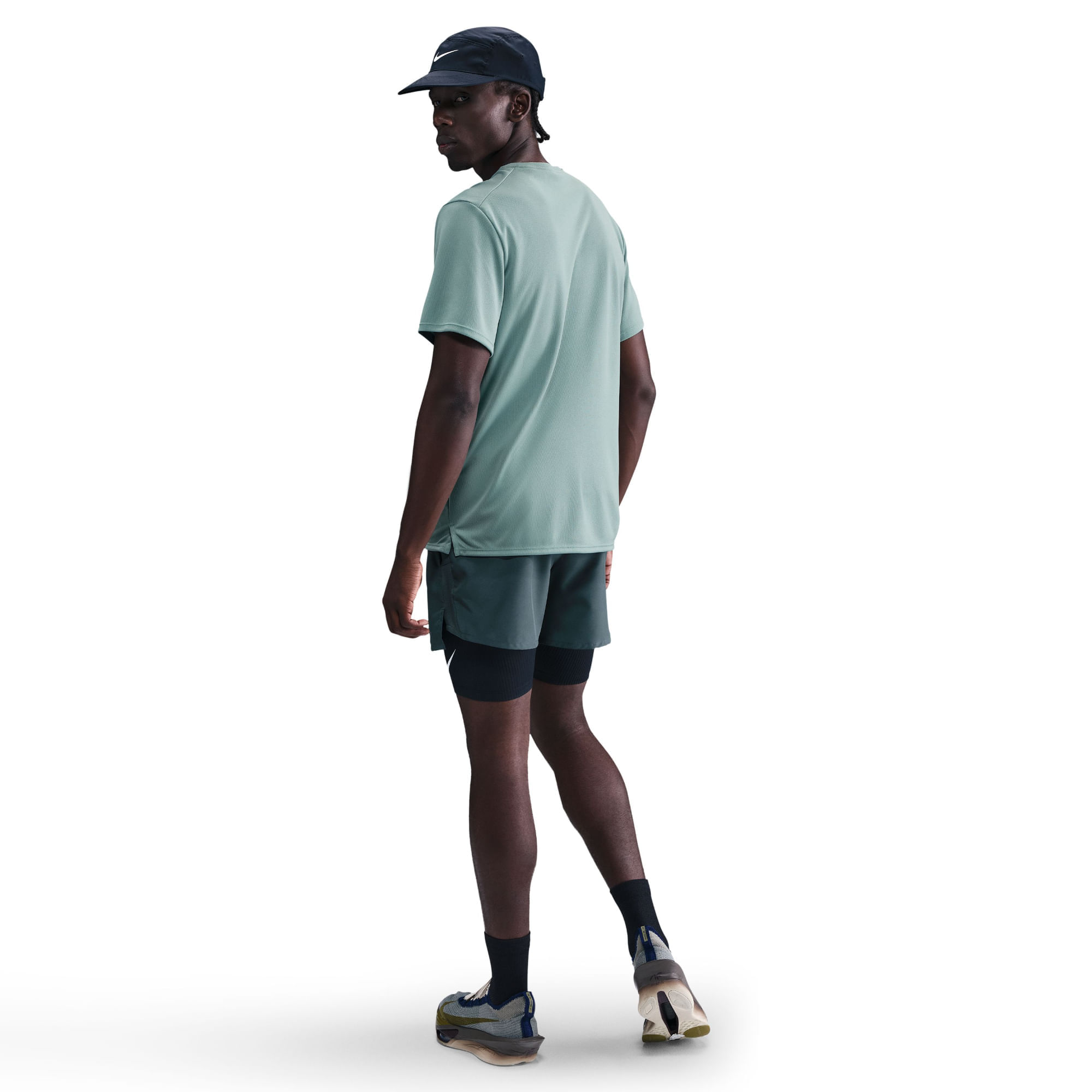 Nike M Nk Df Uv Miler Ss Camiseta Manga Corta azul de hombre para correr