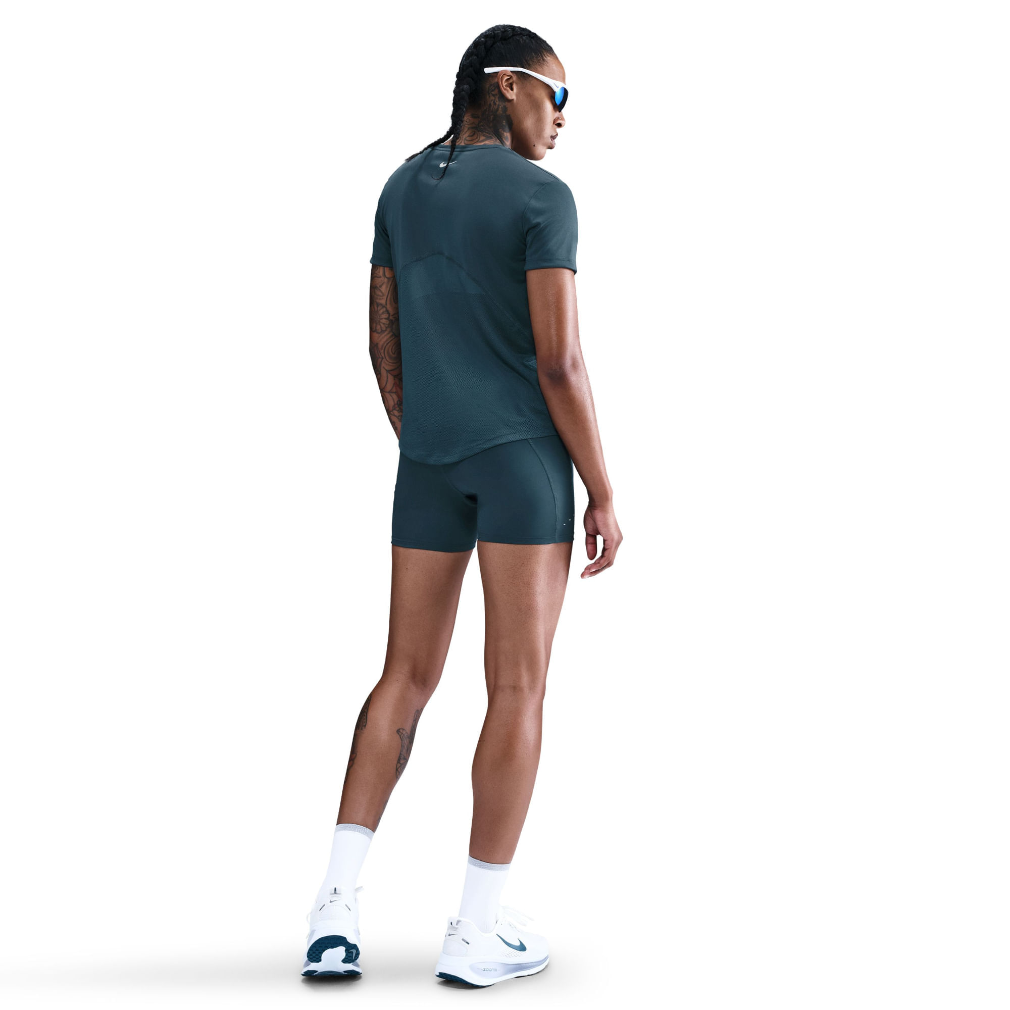 Nike W Nk Miler Top Ss Camiseta Manga Corta azul de mujer para correr