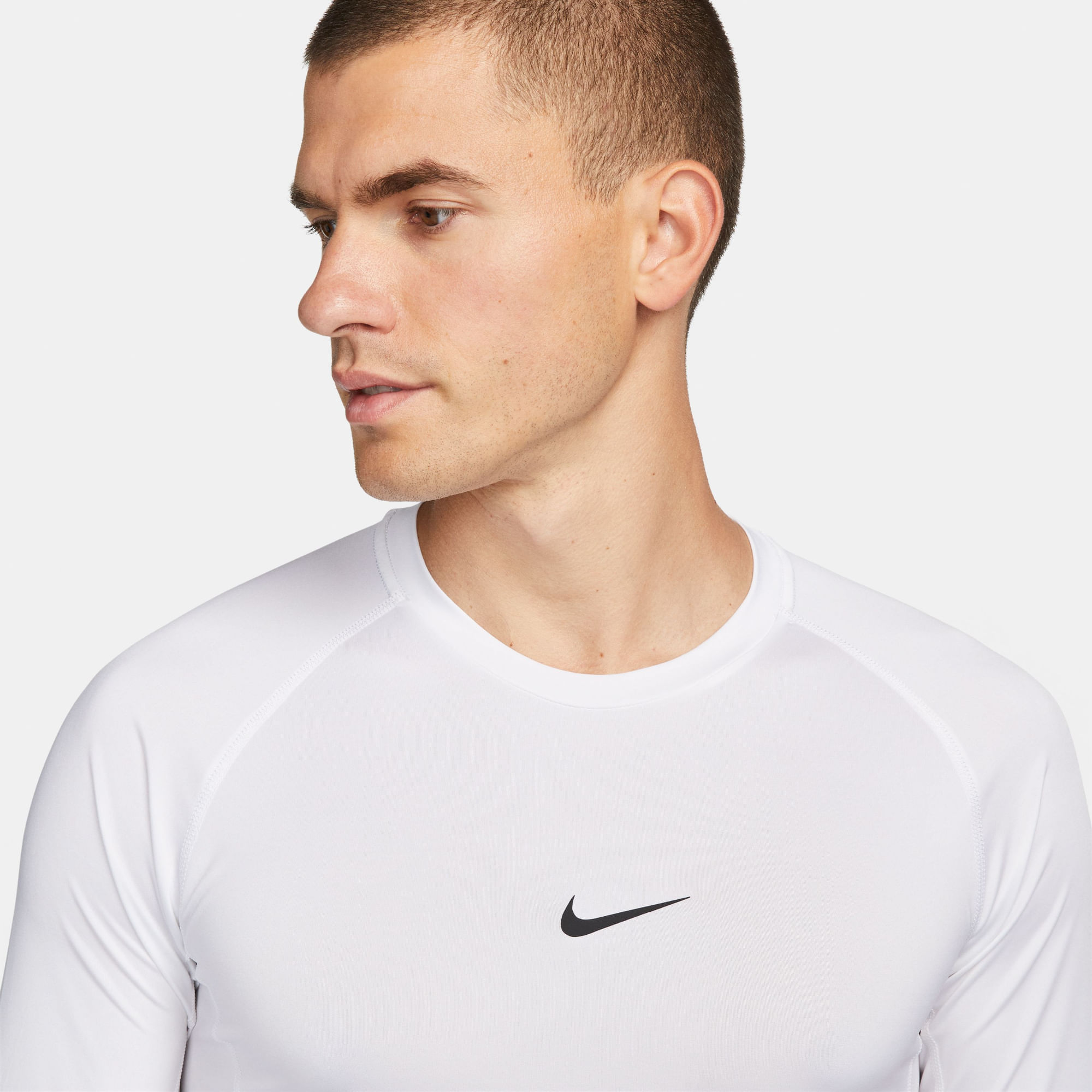 Nike M Np Df Tight Top Ls Camiseta Manga Larga blanco de hombre para entrenamiento