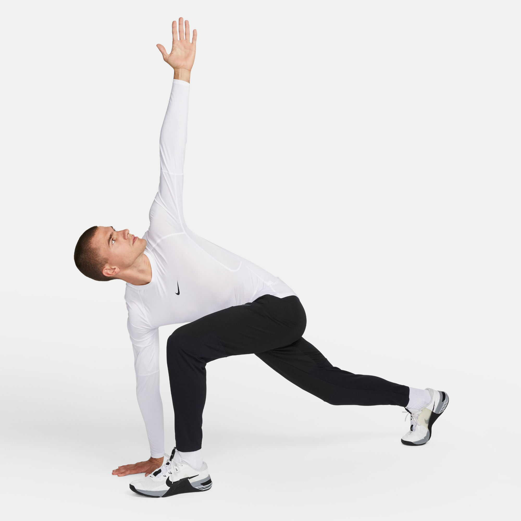 Nike M Np Df Tight Top Ls Camiseta Manga Larga blanco de hombre para entrenamiento