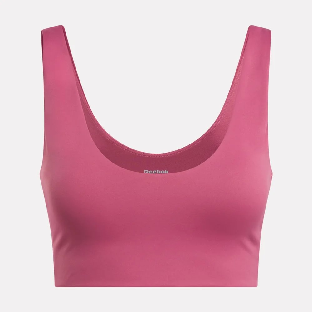 Reebok Naomi Yoga V-Neck Bra Top rosado de mujer para entrenamiento