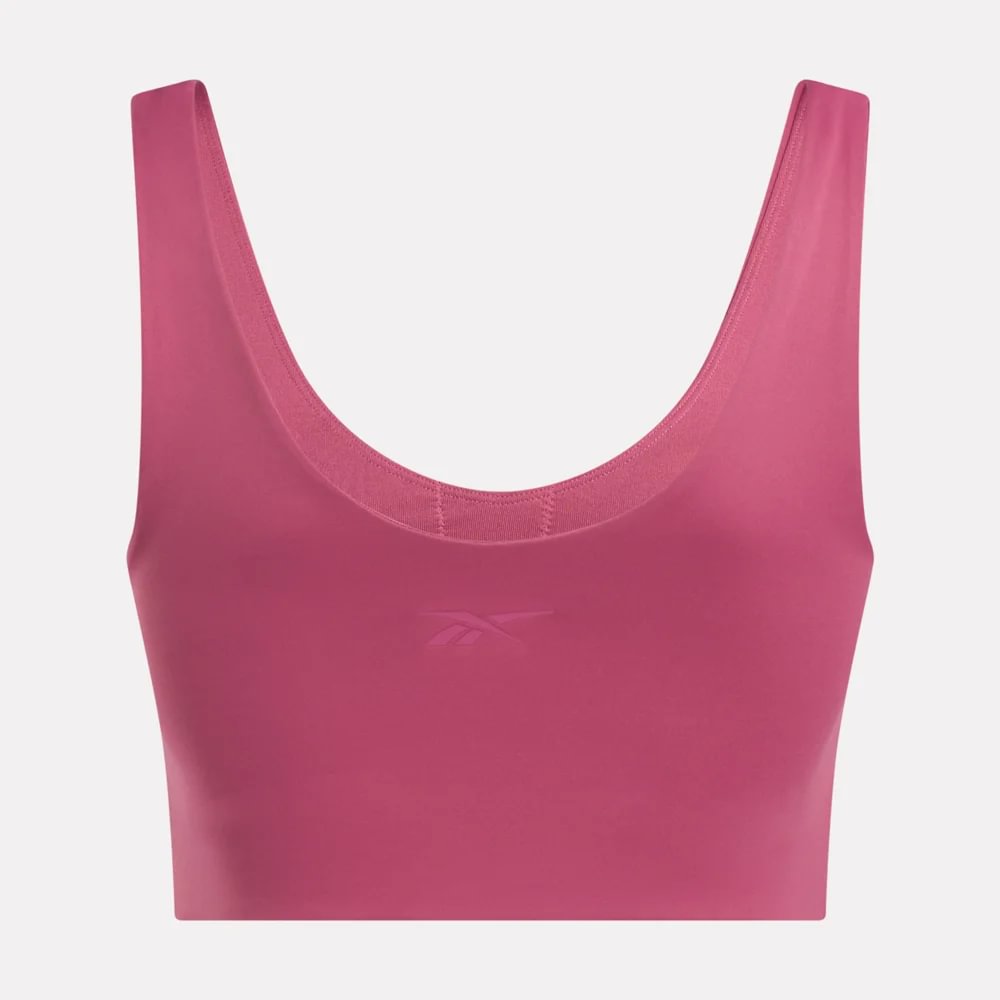 Reebok Naomi Yoga V-Neck Bra Top rosado de mujer para entrenamiento