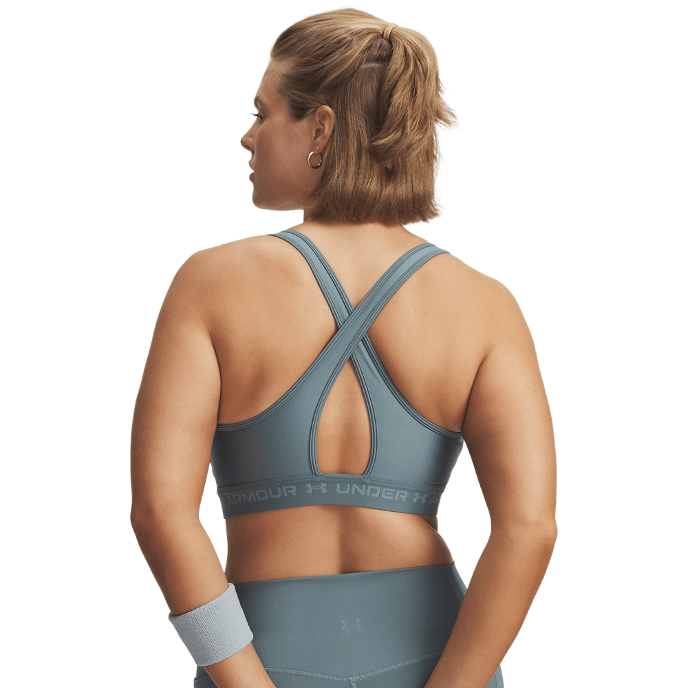 UA Ssback Mid Bra Top azul de mujer para entrenamiento