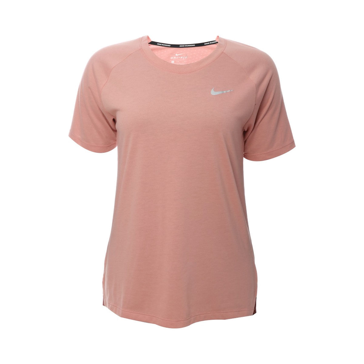 Nike W Nk Tailwind Top Ss Camiseta Manga Corta rosado de mujer para correr