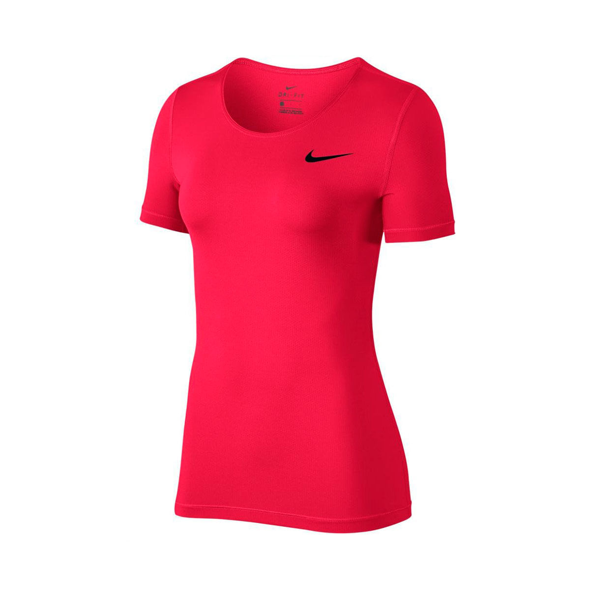 Nike W Np Top Ss All Over Mesh Camiseta Manga Corta rojo de mujer para entrenamiento