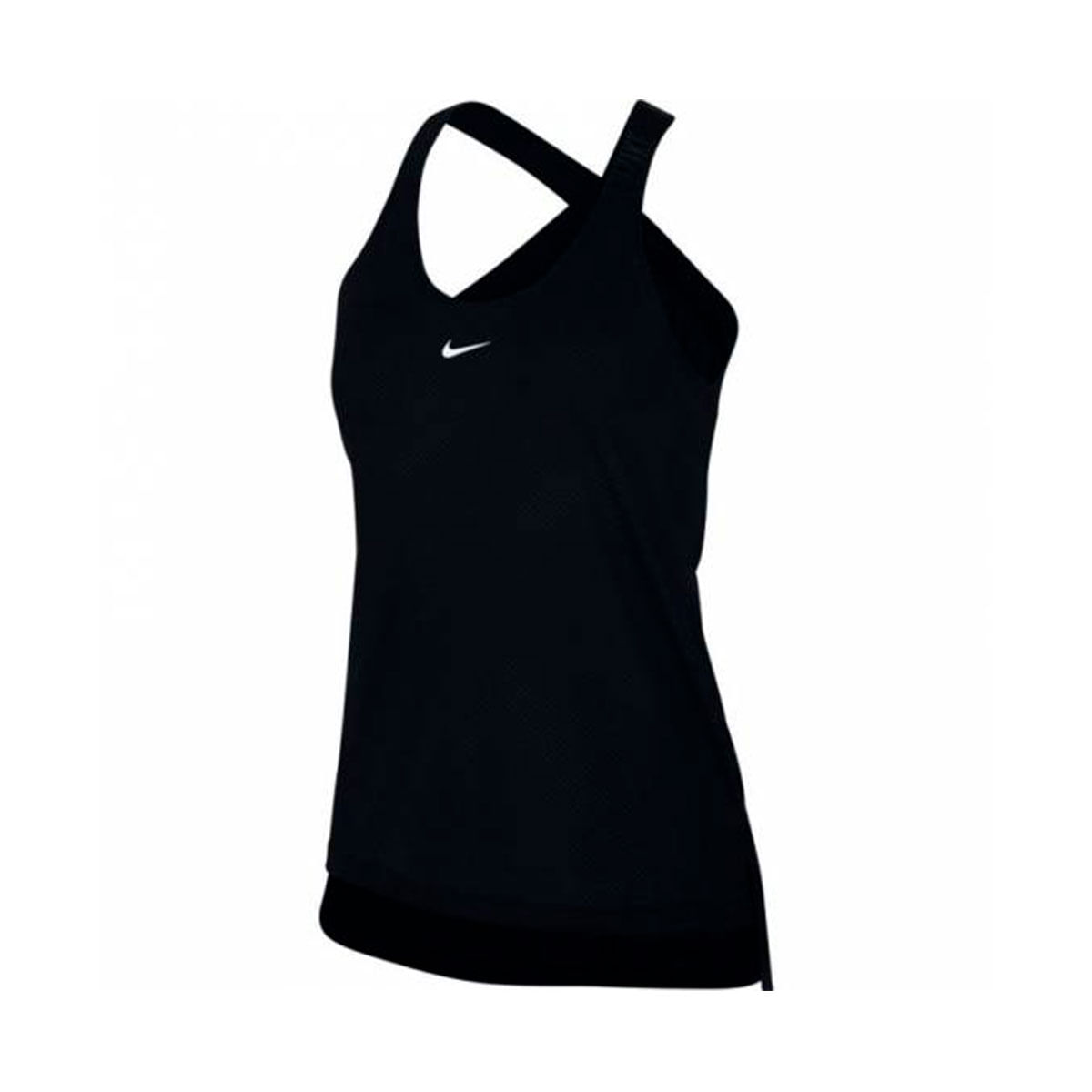 Nike W Nk Tank Elstka Mesh Camiseta Manga Sisa negro de mujer para entrenamiento