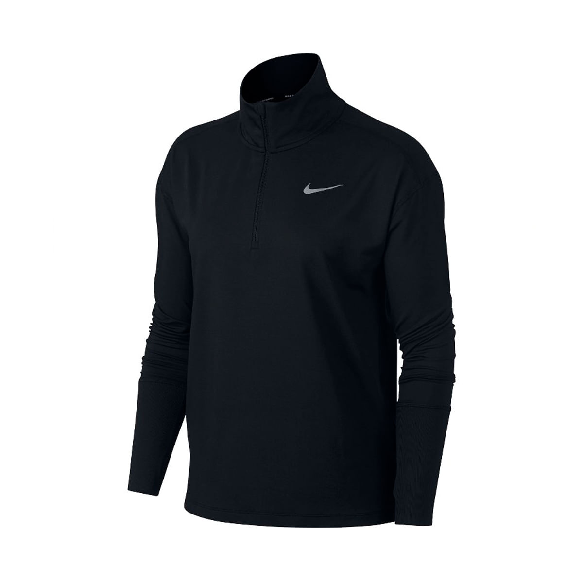 Nike W Nk Elmnt Top Hz Buzo negro de mujer para correr
