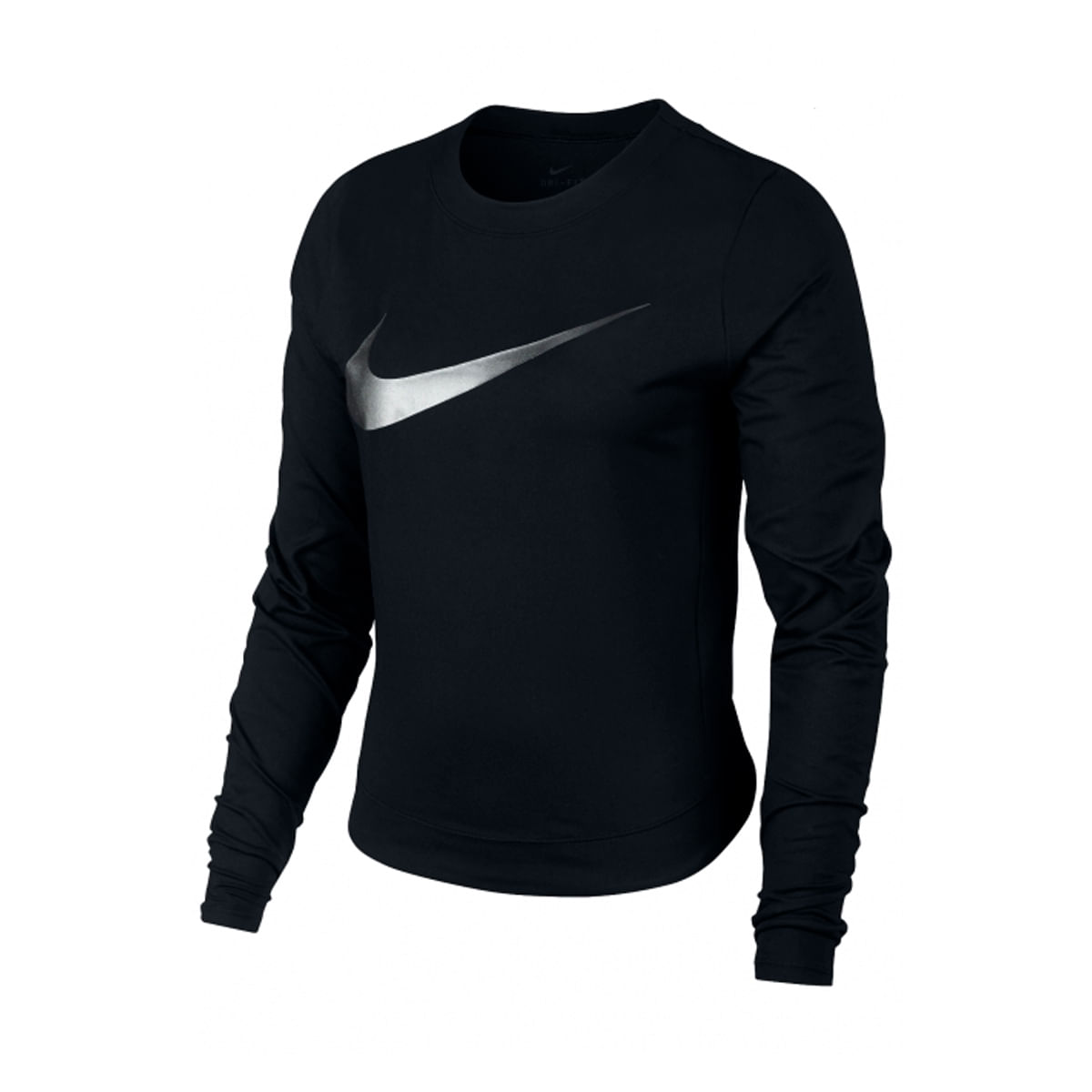 Nike W Nk Dry Elmnt Top Crew Gx Buzo negro de mujer para correr