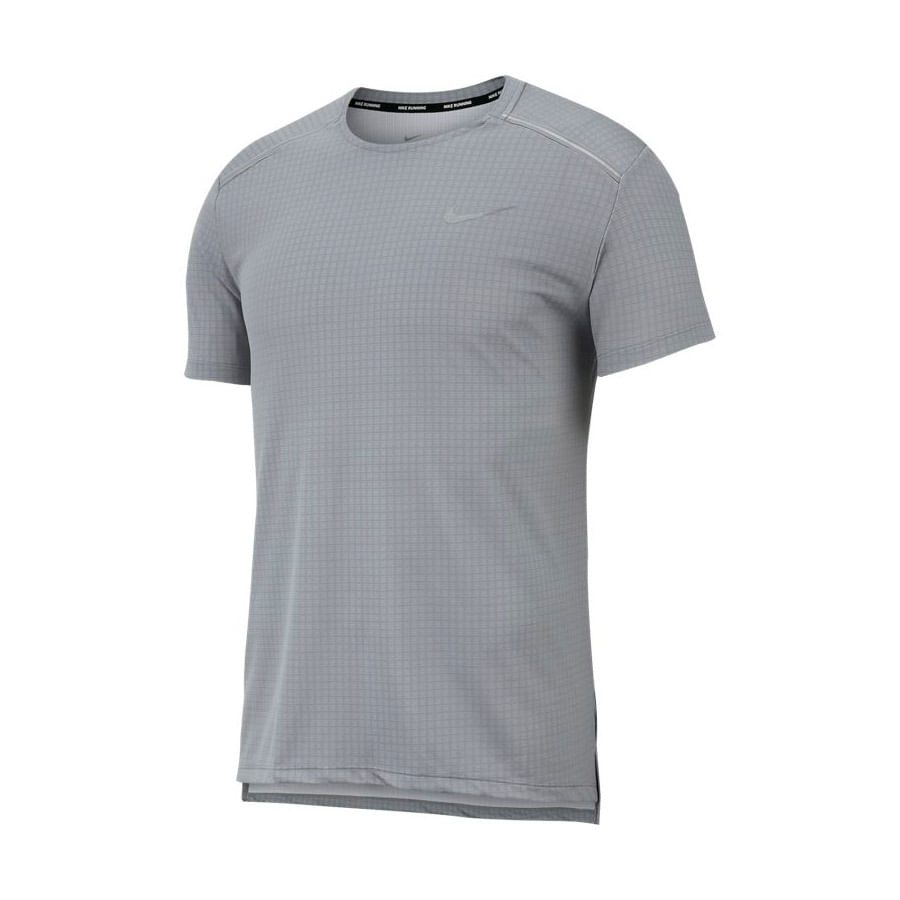 Nike M Nk Miler Tech Top Ss Camiseta Manga Corta gris de hombre para correr