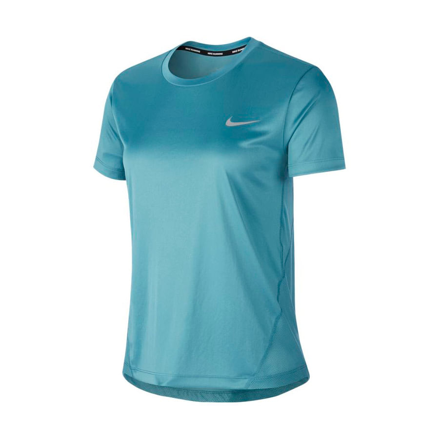 Nike W Nk Miler Top Ss Camiseta Manga Corta azul de mujer para correr
