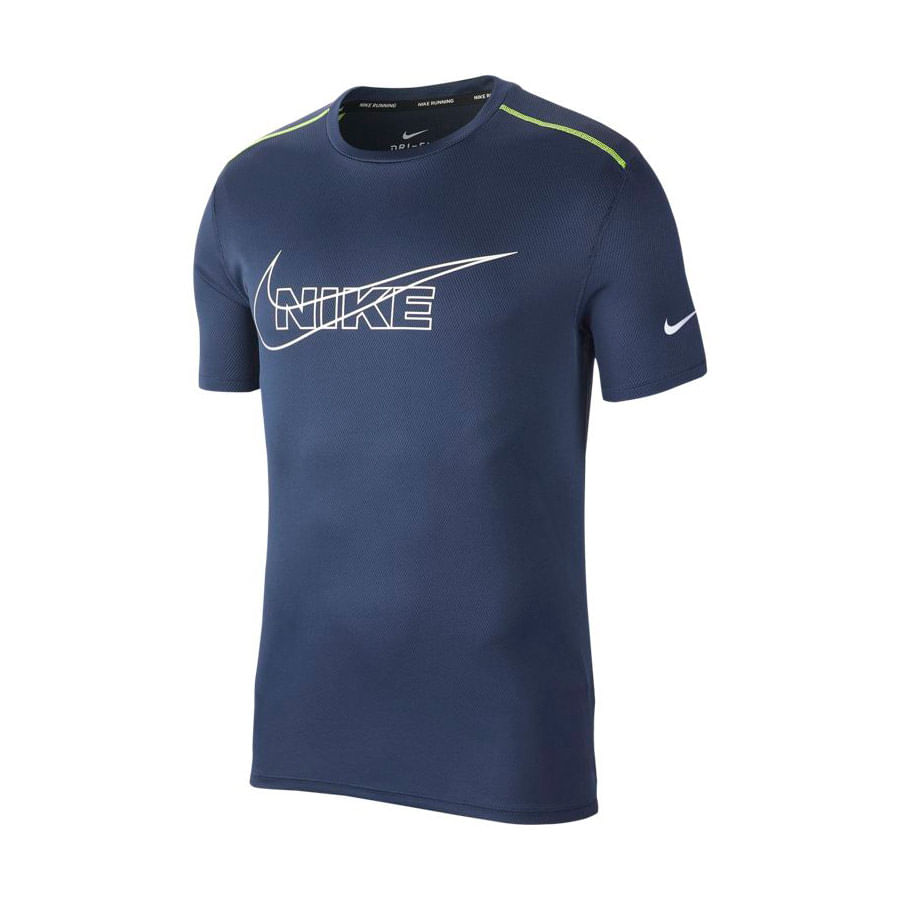 Nike M Nk Df Brthe Run Top Hbr Camiseta Manga Corta azul de hombre para correr