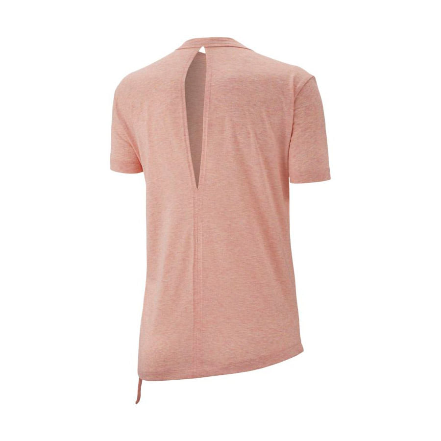 Nike W Nk Miler Top Ss Cinched Camiseta Manga Corta rosado de mujer para correr