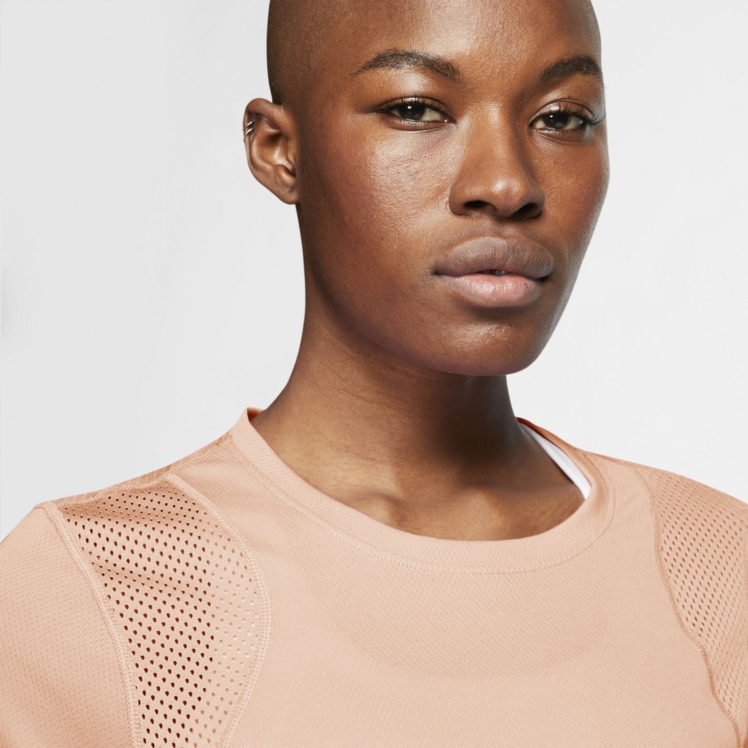 Nike W Nk Run Top Ss Camiseta Manga Corta rosado de mujer para correr