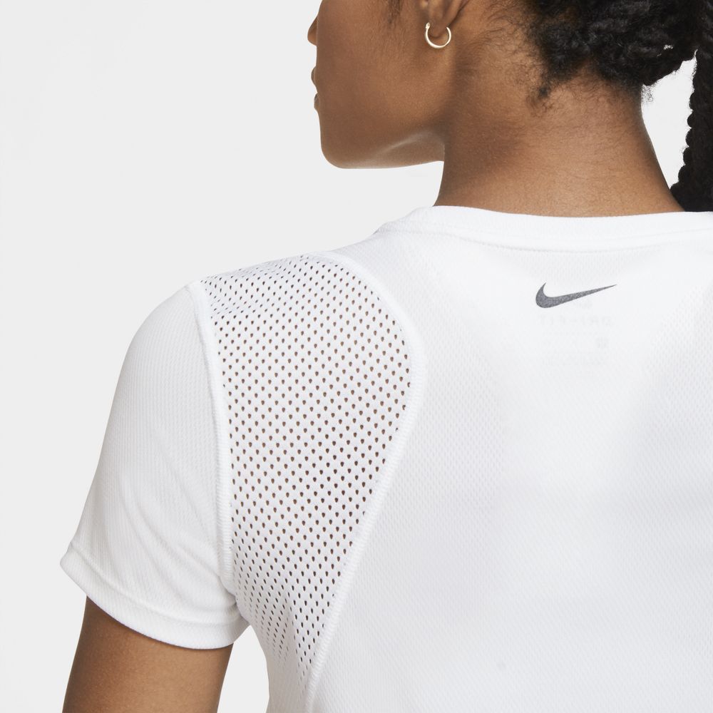 Nike W Nk Icnclsh Run Ss Gx Camiseta Manga Corta blanco de mujer para correr