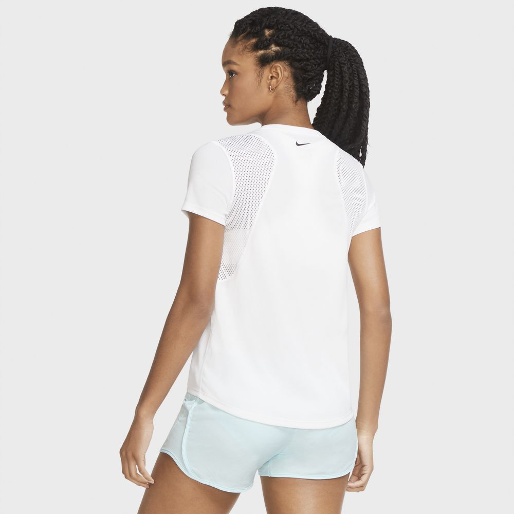 Nike W Nk Icnclsh Run Ss Gx Camiseta Manga Corta blanco de mujer para correr