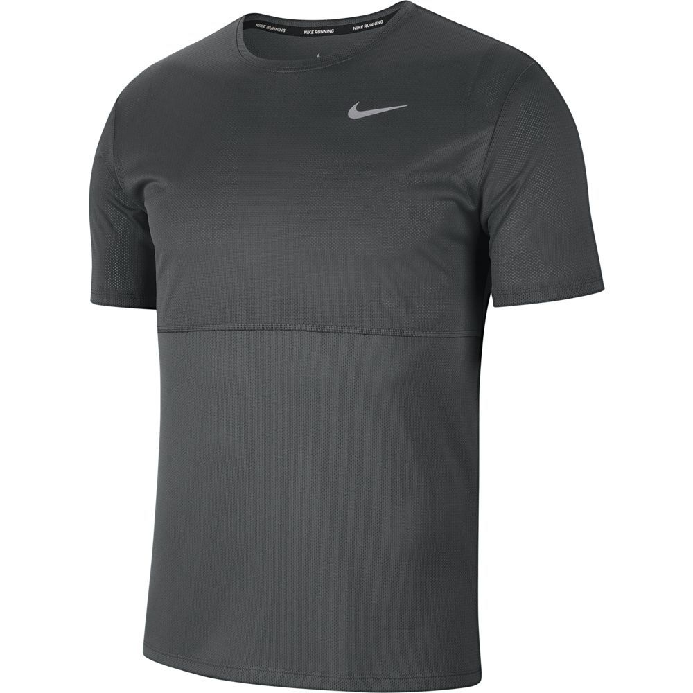 Nike M Nk Breathe Run Top Ss Camiseta Manga Corta gris de hombre para correr