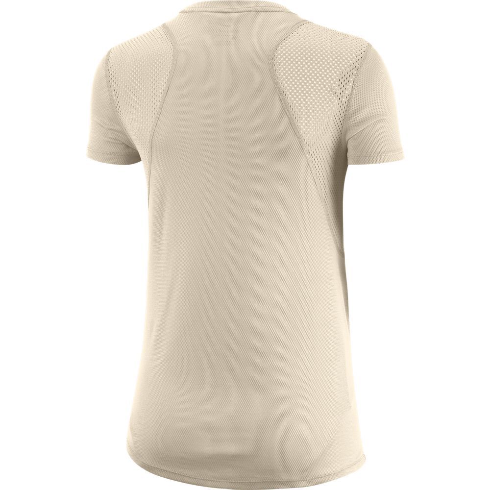 Nike W Nk Run Top Ss Camiseta Manga Corta beige de mujer para correr