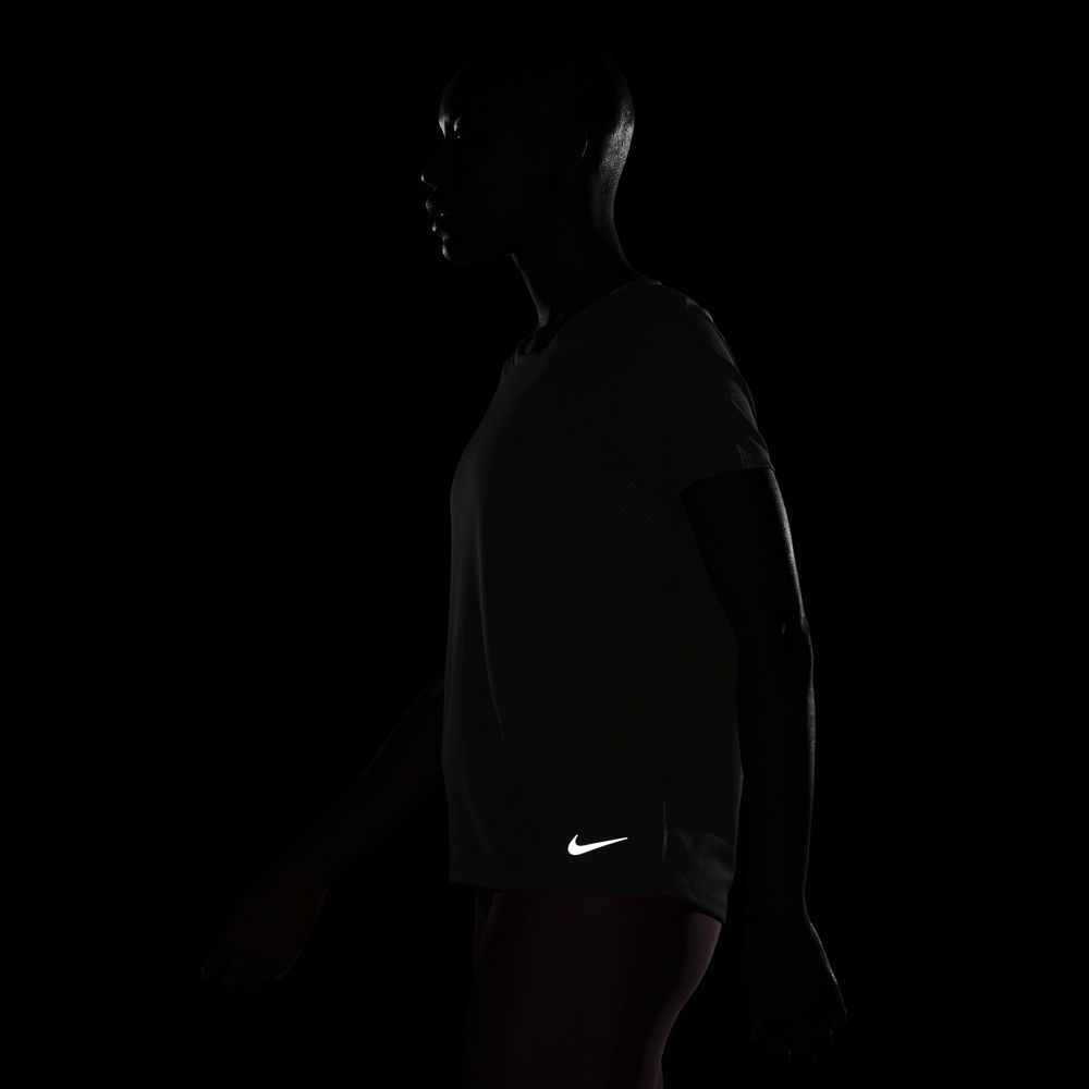 Nike W Nk Run Top Ss Camiseta Manga Corta beige de mujer para correr