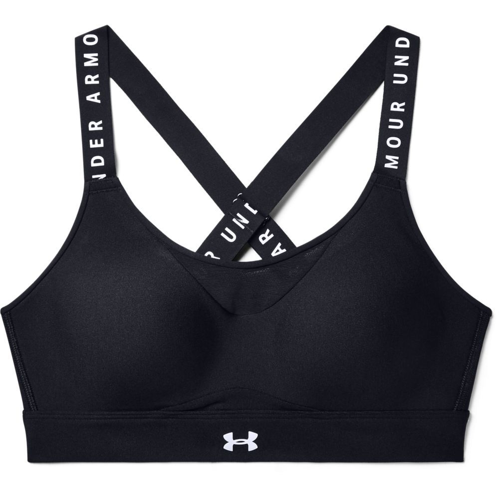 UA Infinity High Bra Top negro de mujer para entrenamiento