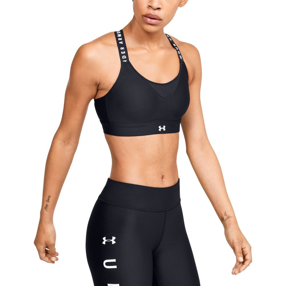 UA Infinity High Bra Top negro de mujer para entrenamiento