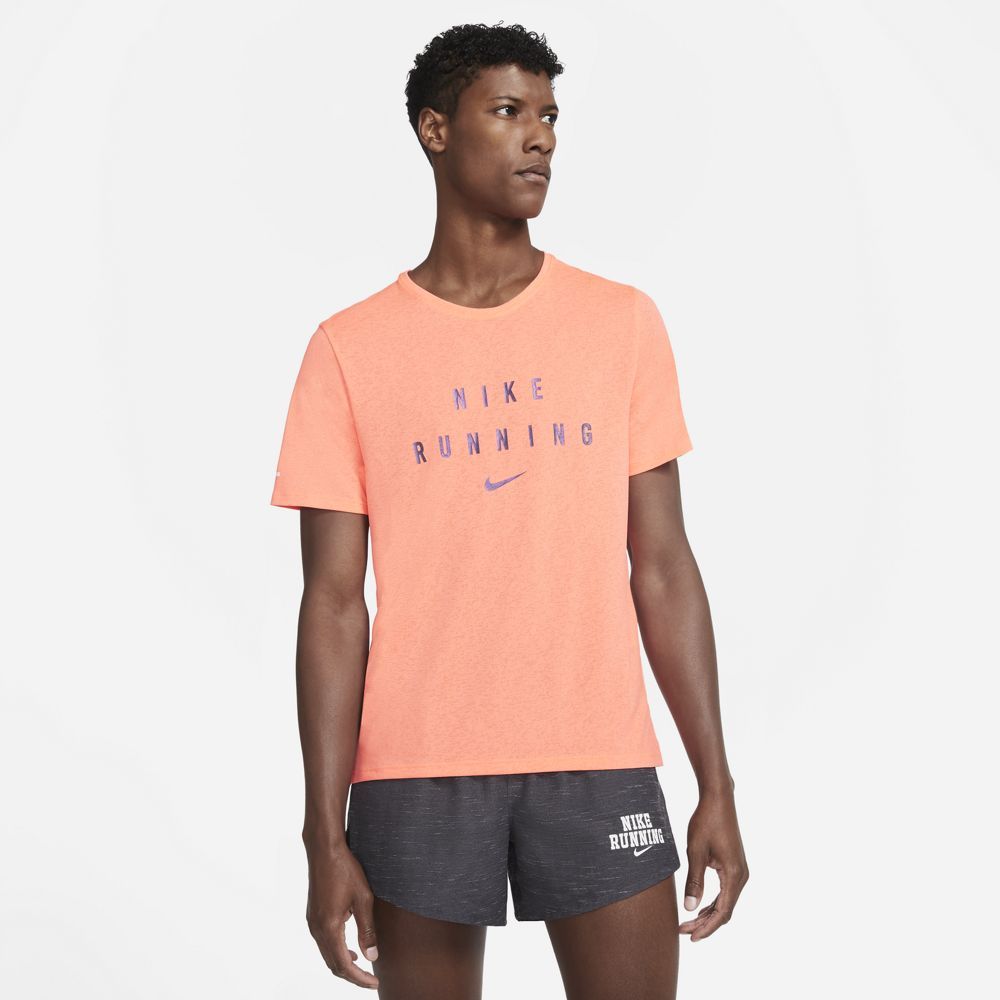 Nike M Nk Df Miler Top Ss Gx Rd Camiseta Manga Corta naranja de hombre para correr