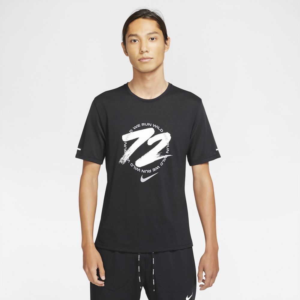 Nike M Nk Df Miler Top Ss Wr Gx Camiseta Manga Corta negro de hombre para correr