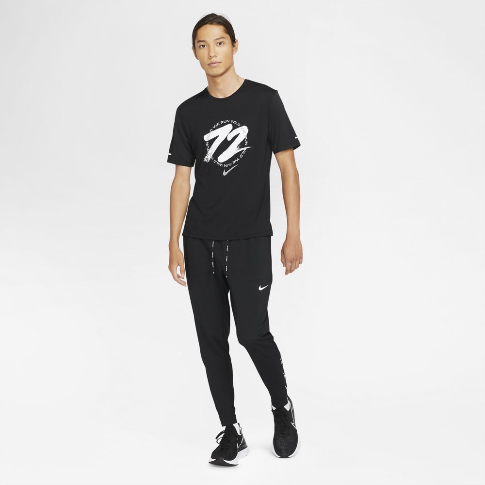 Nike M Nk Df Miler Top Ss Wr Gx Camiseta Manga Corta negro de hombre para correr