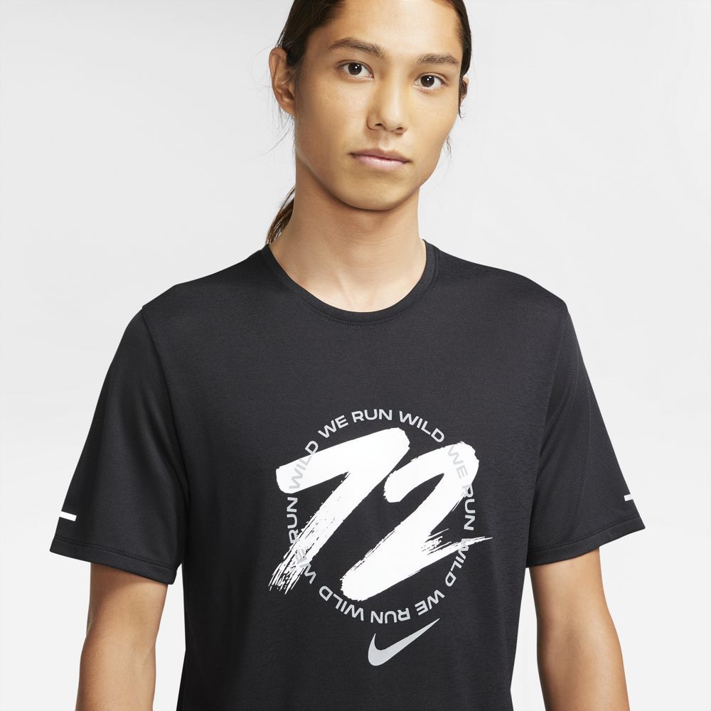 Nike M Nk Df Miler Top Ss Wr Gx Camiseta Manga Corta negro de hombre para correr