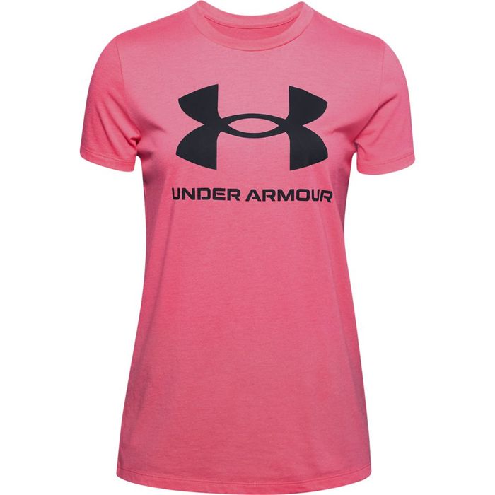 Camiseta-Manga-Corta-under-armour-para-mujer-Live-Sportstyle-Graphic-Ssc-para-entrenamiento-color-rosado.-Frente-Sin-Modelo