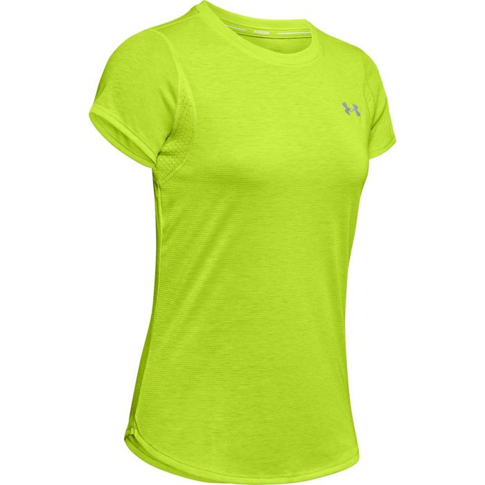 Camiseta-Manga-Corta-under-armour-para-mujer-Ua-Streaker-2.0-Short-Sleeve-para-correr-color-verde.-Frente-Sin-Modelo
