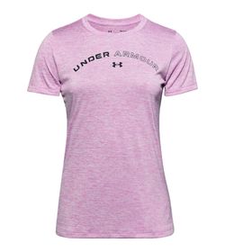 Camiseta-Manga-Corta-under-armour-para-mujer-Tech-Twist-Graphic-Lu-Ssc-para-entrenamiento-color-morado.-Frente-Sin-Modelo