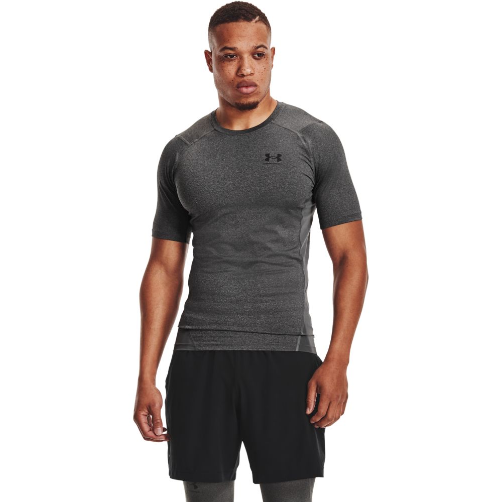 UA Hg Armour Comp Ss Camiseta De Compresión gris de hombre para entrenamiento