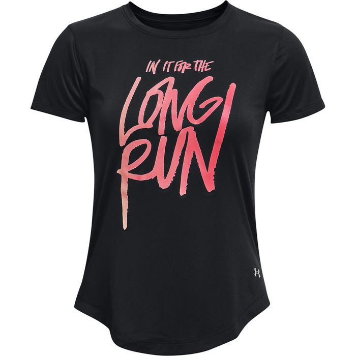 Camiseta-Manga-Corta-under-armour-para-mujer-Ua-Long-Run-Graphic-Ss-para-correr-color-negro.-Frente-Sin-Modelo