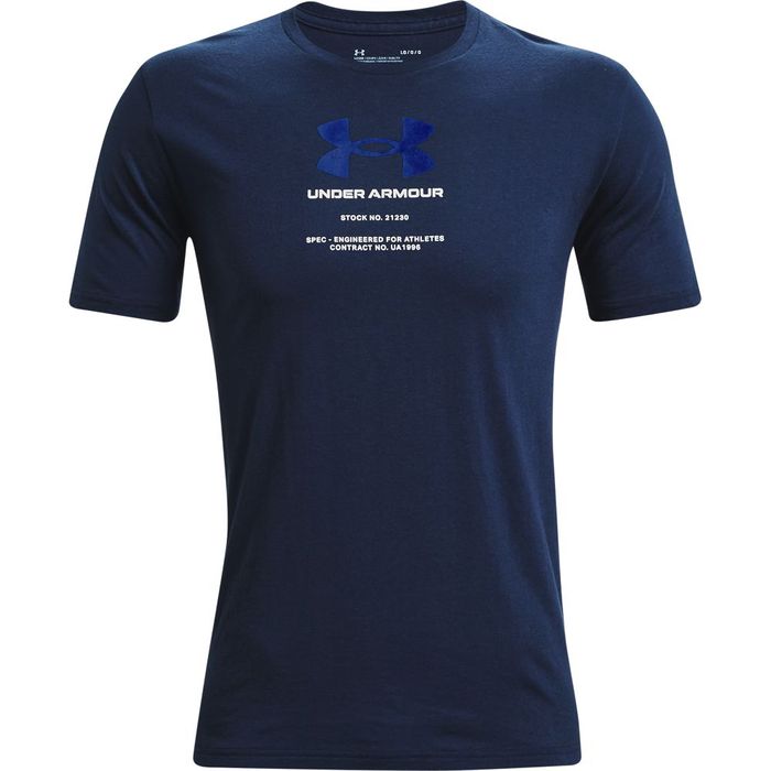 Camiseta-Manga-Corta-under-armour-para-hombre-Ua-Engineered-Symbol-Ss-para-entrenamiento-color-azul.-Frente-Sin-Modelo