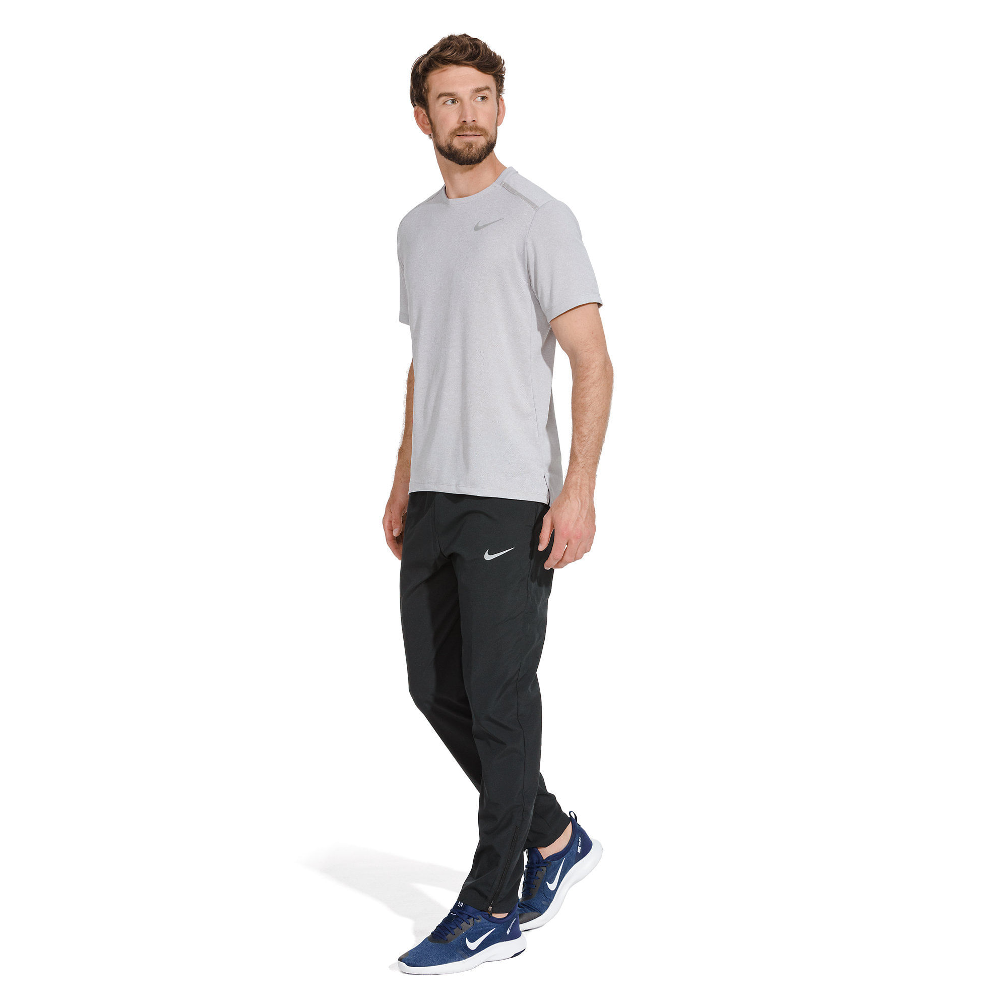 Nike M Nk Dry Miler Top Ss Jac Gx Camiseta Manga Corta gris de hombre para correr