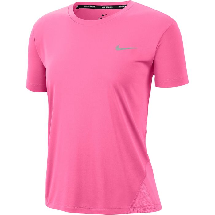 Camiseta-Manga-Corta-nike-para-mujer-W-Nk-Miler-Top-Ss-para-correr-color-rosado.-Frente-Sin-Modelo