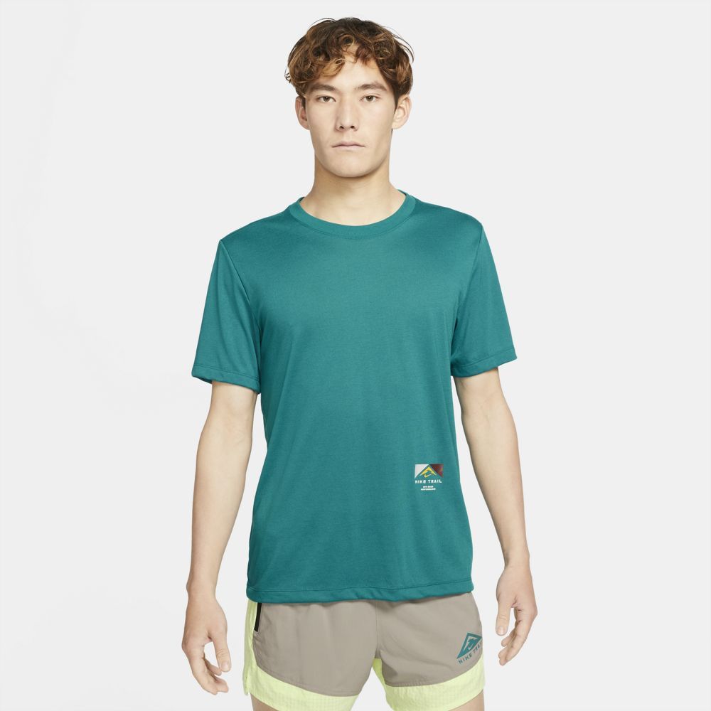 Nike U Nk Df Tee Db Trail Ssnl Camiseta Manga Corta verde de hombre para correr