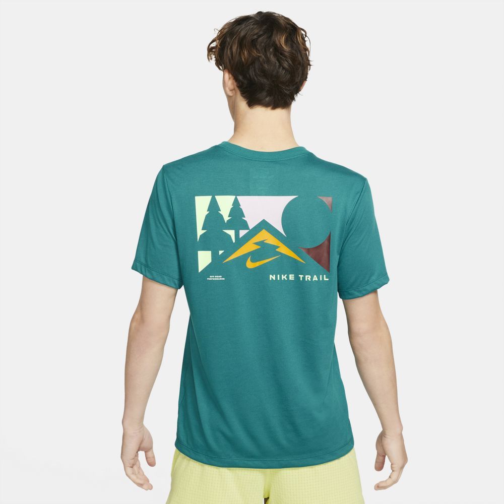 Nike U Nk Df Tee Db Trail Ssnl Camiseta Manga Corta verde de hombre para correr