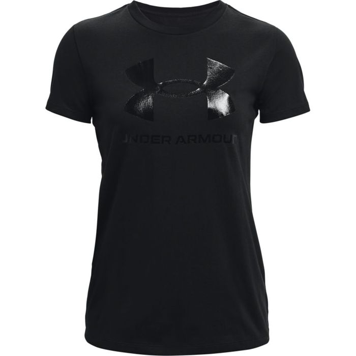 Camiseta-Manga-Corta-under-armour-para-mujer-Live-Sportstyle-Graphic-Ssc-para-entrenamiento-color-negro.-Frente-Sin-Modelo