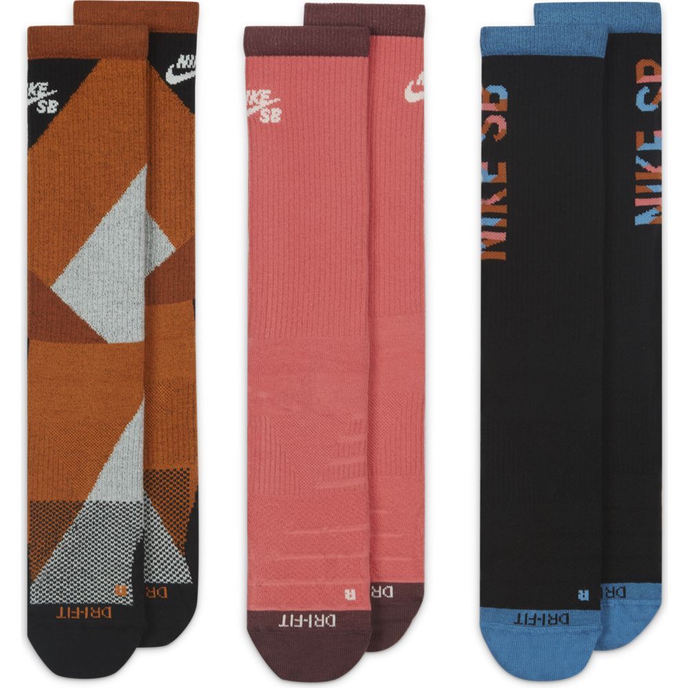 Nike U Nk Sb Everyday Max Ltwt Crew - 3Pr Mos Medias multicolor de mujer lifestyle