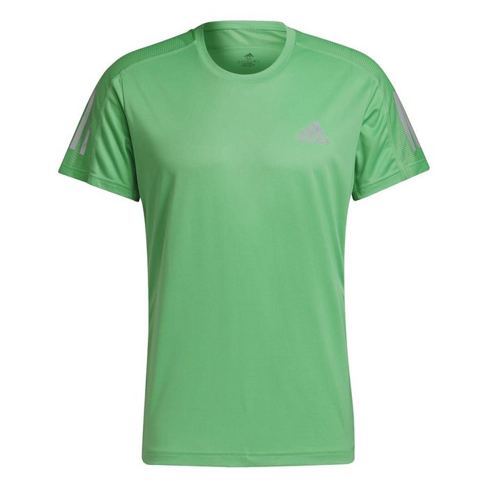 Camiseta-Manga-Corta-adidas-para-hombre-Own-The-Run-Tee-para-correr-color-verde.-Frente-Sin-Modelo